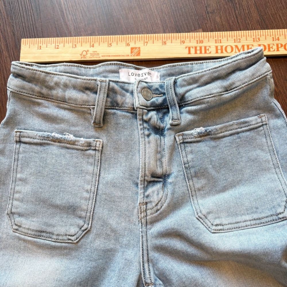 ♾️Lovervet Flying Monkey Wide Leg Jeans Front Patch Pocket Raw Hem Vervet 28♾️ - Picture 6 of 9